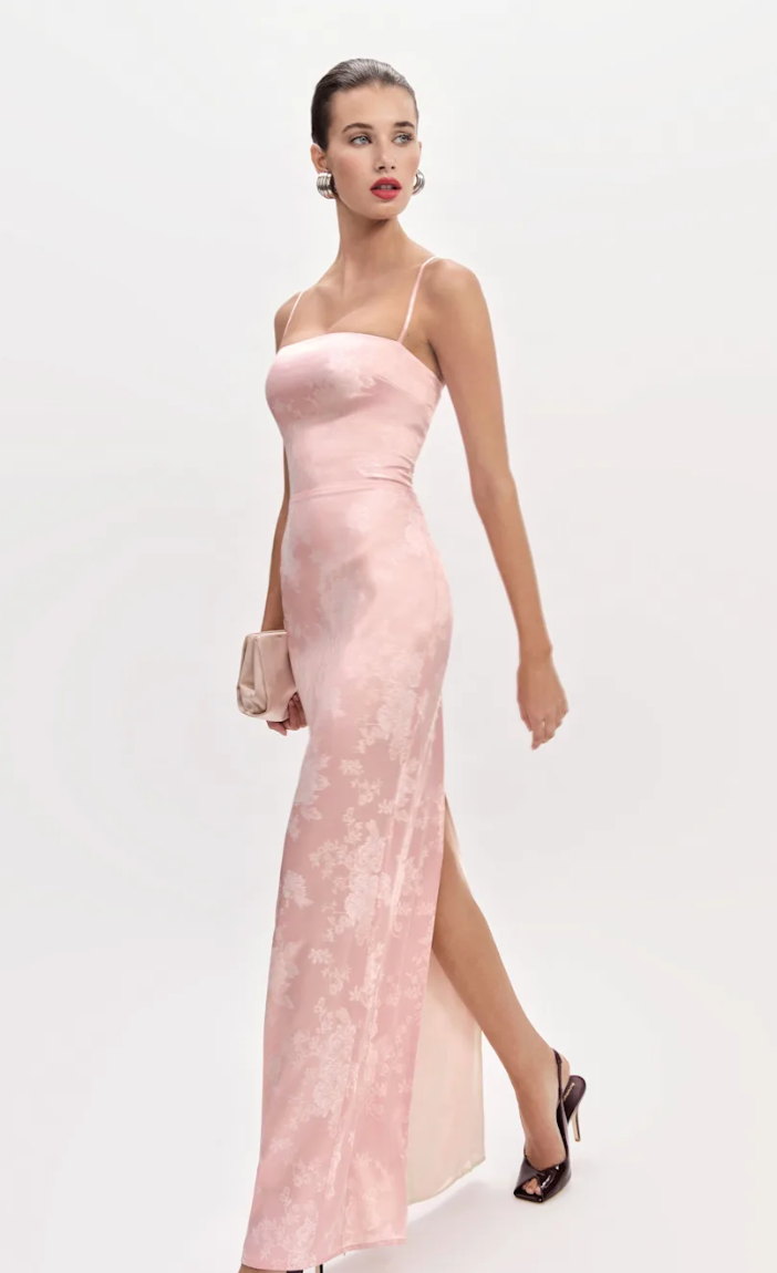 Reformation Frankie Pink Satin Dress