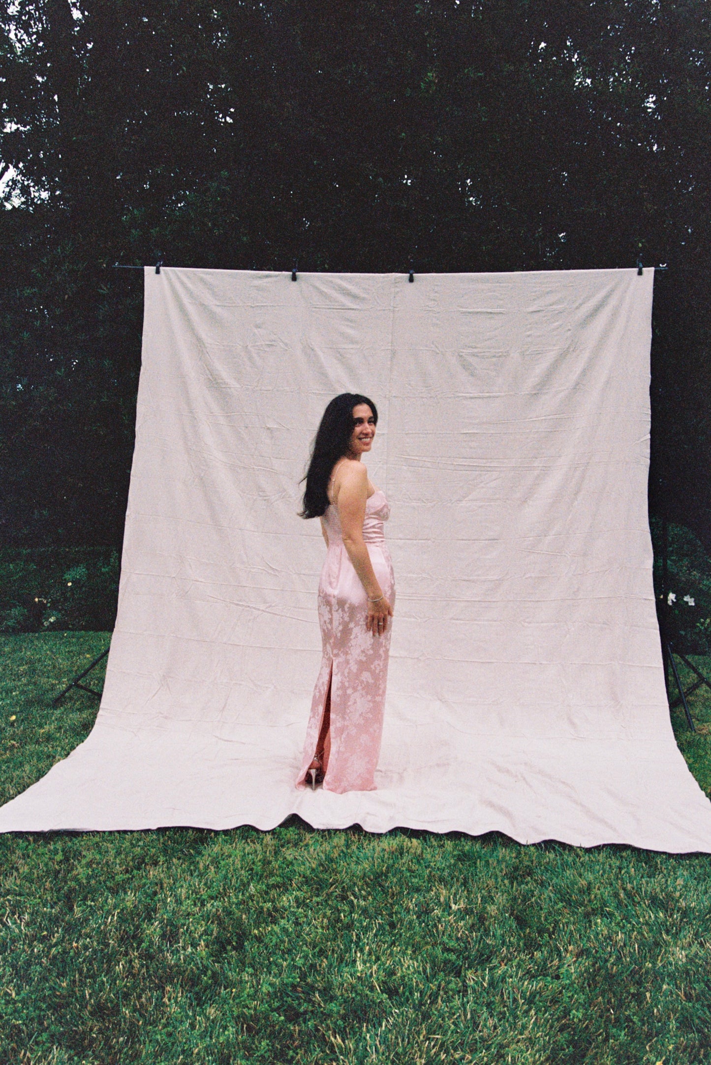 Reformation Frankie Pink Satin Dress