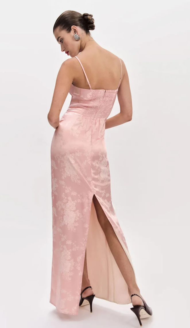 Reformation Frankie Pink Satin Dress