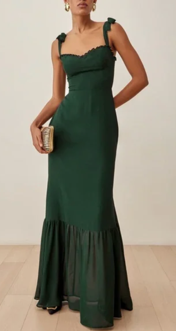 Reformation Jasen Forest Green Dress