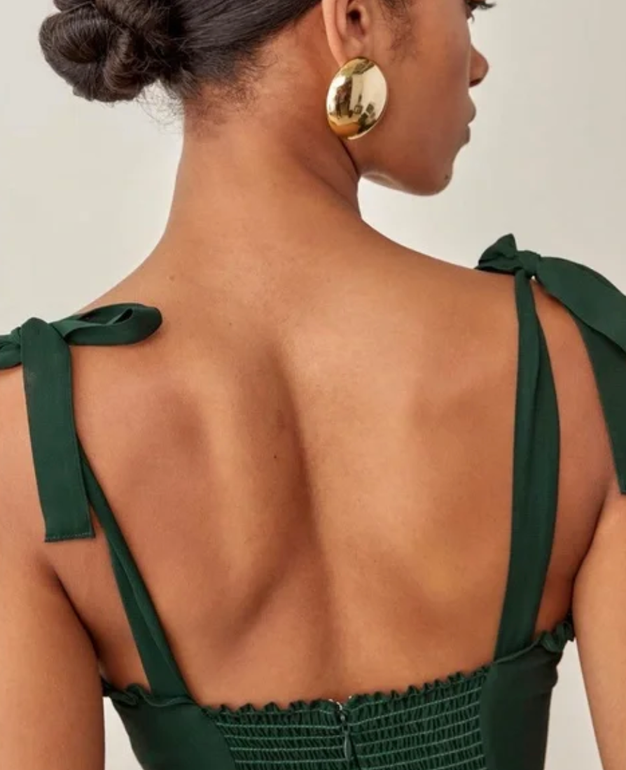 Reformation Jasen Forest Green Dress
