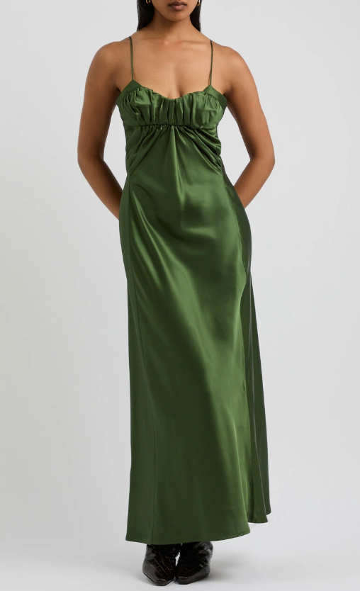 Jil Sander Dark Green Evening Dress