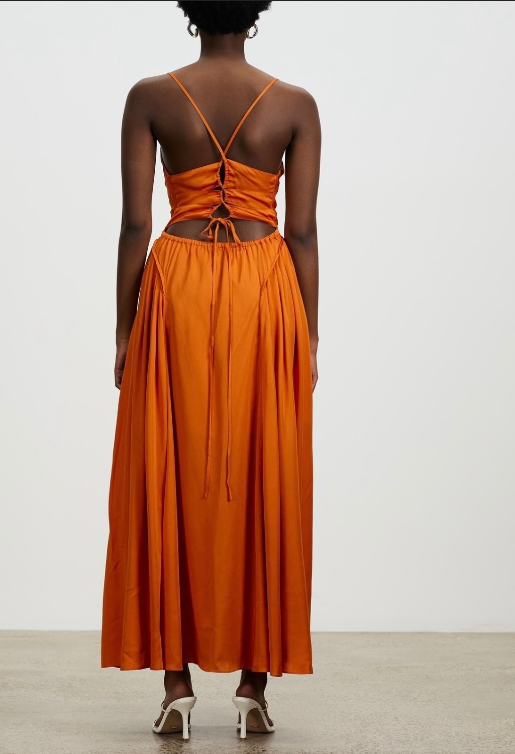 Self-Portrait Burnt Orange Tie Bodice Dress