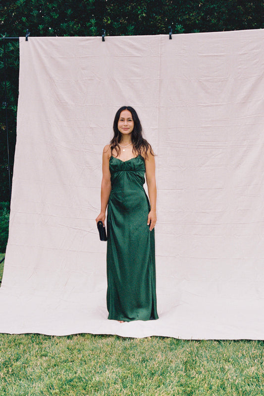 Jil Sander Dark Green Evening Dress
