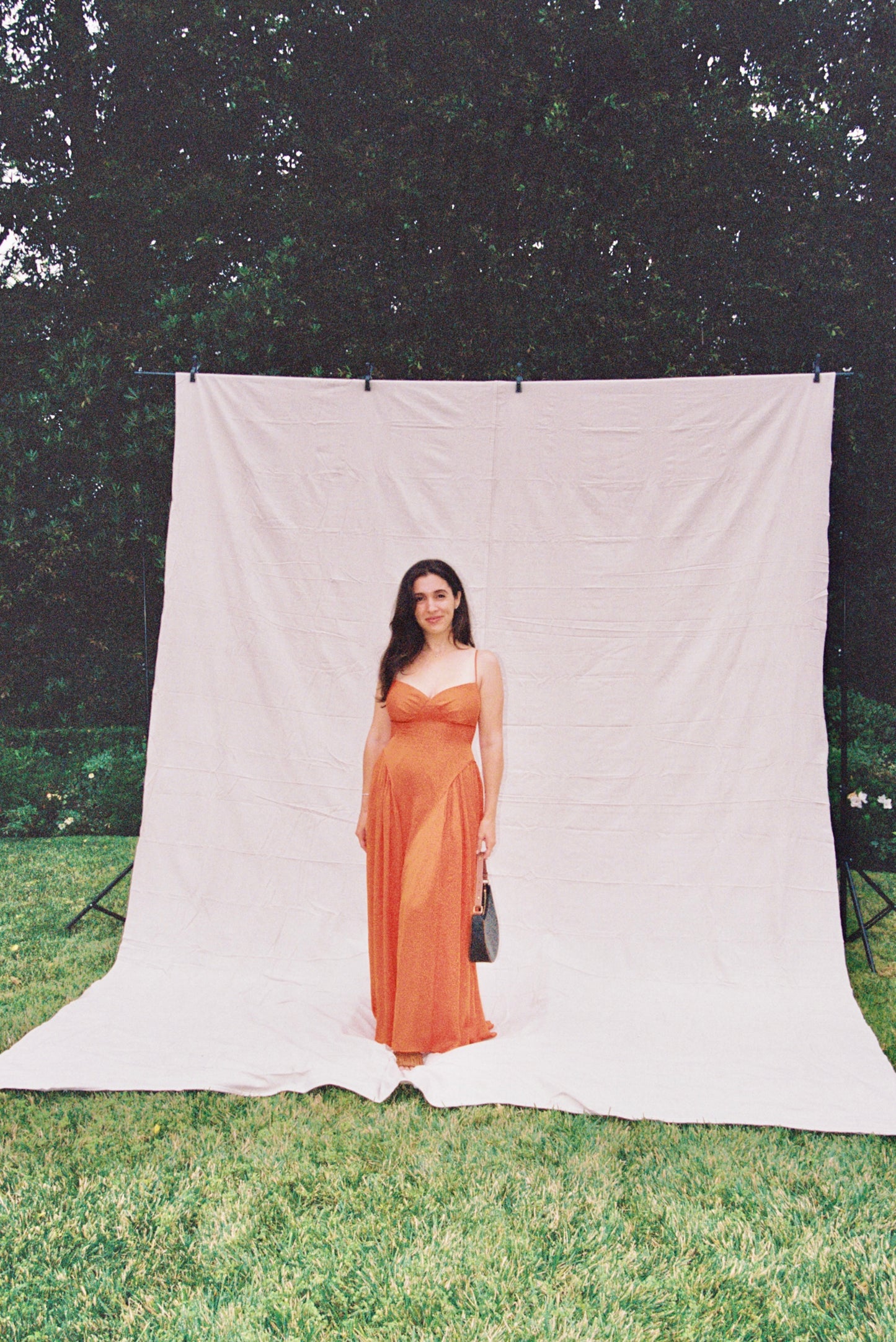 Self-Portrait Burnt Orange Tie Bodice Dress