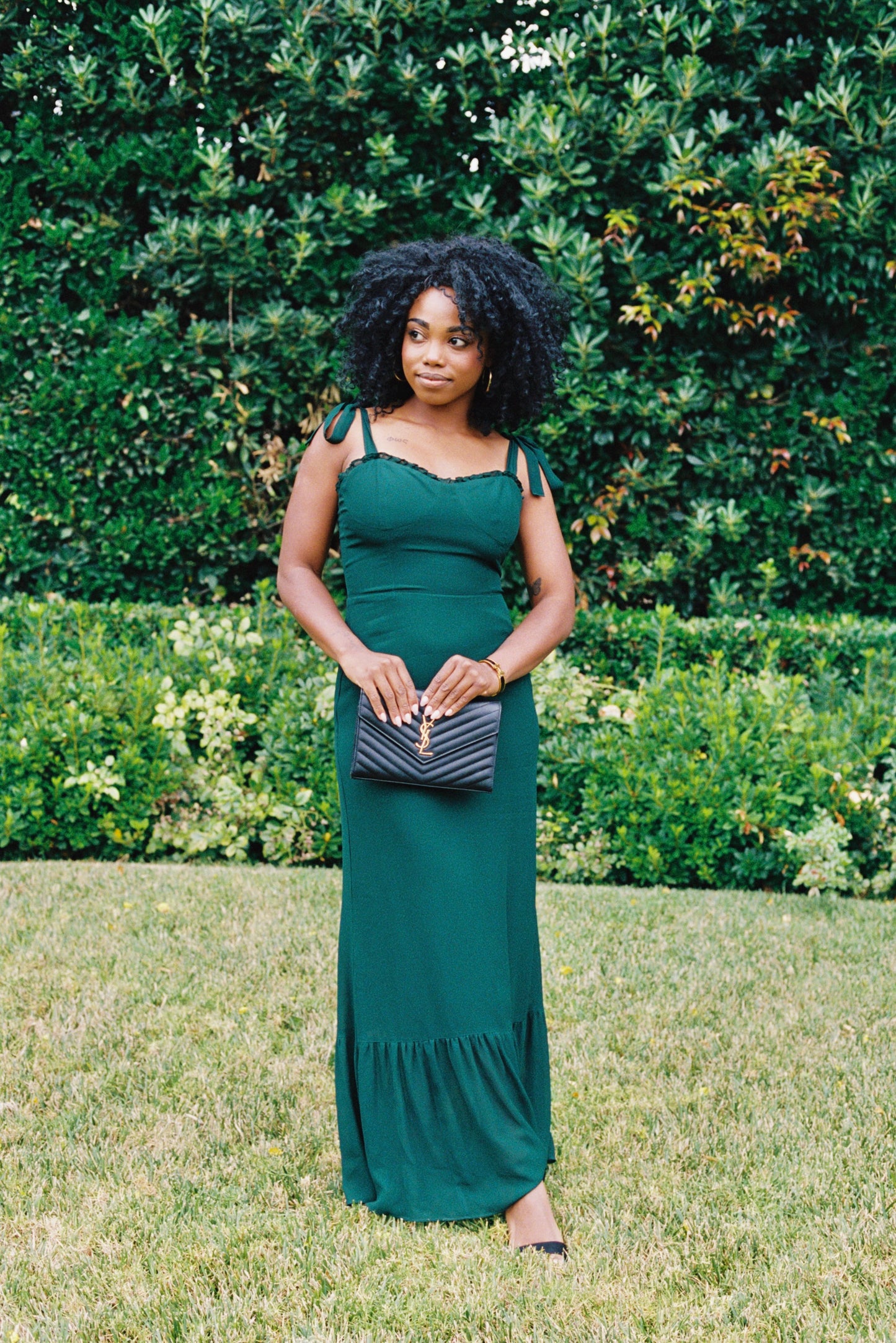Reformation Jasen Forest Green Dress