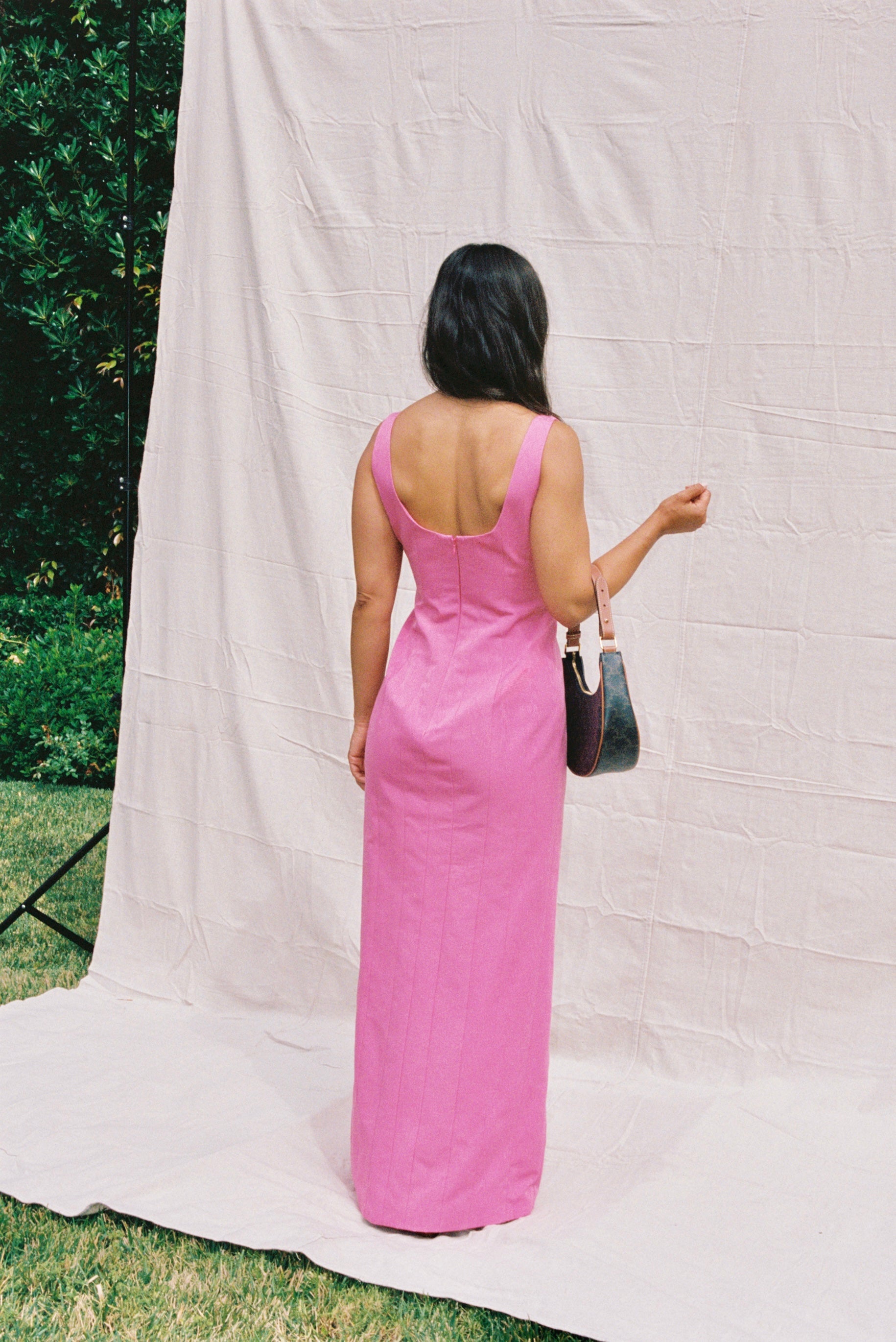 staud portrait dress pink Staud Elio Dress in Peony